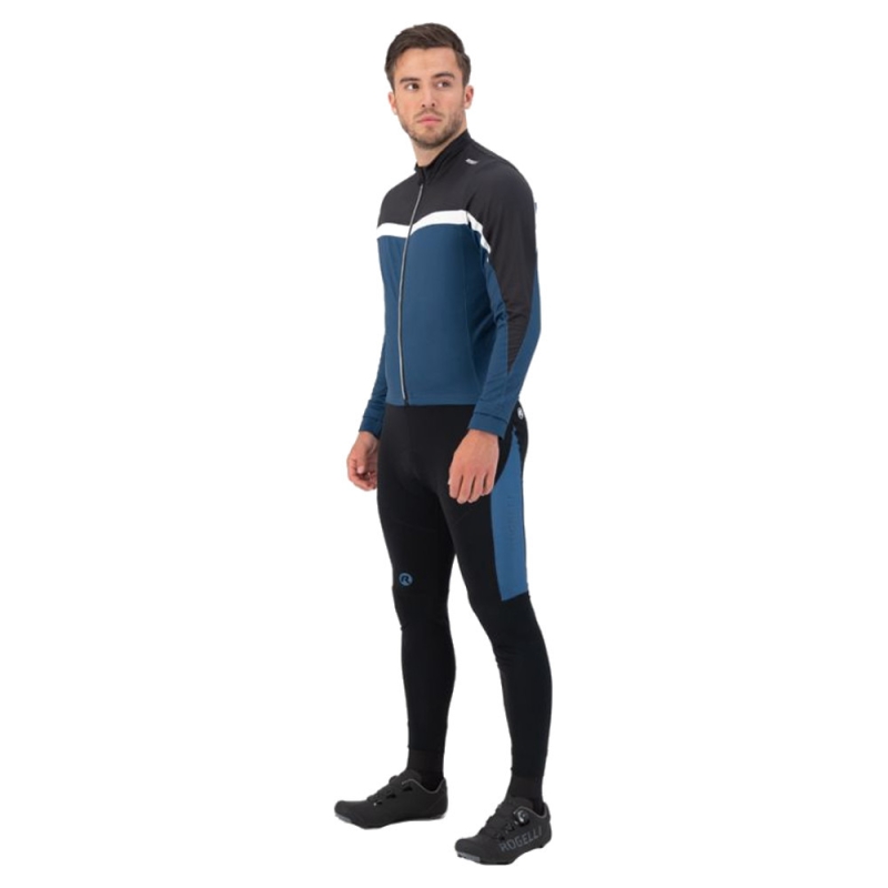 Koszulka rowerowa z długim rękawem Rogelli Course niebiesko-czarna