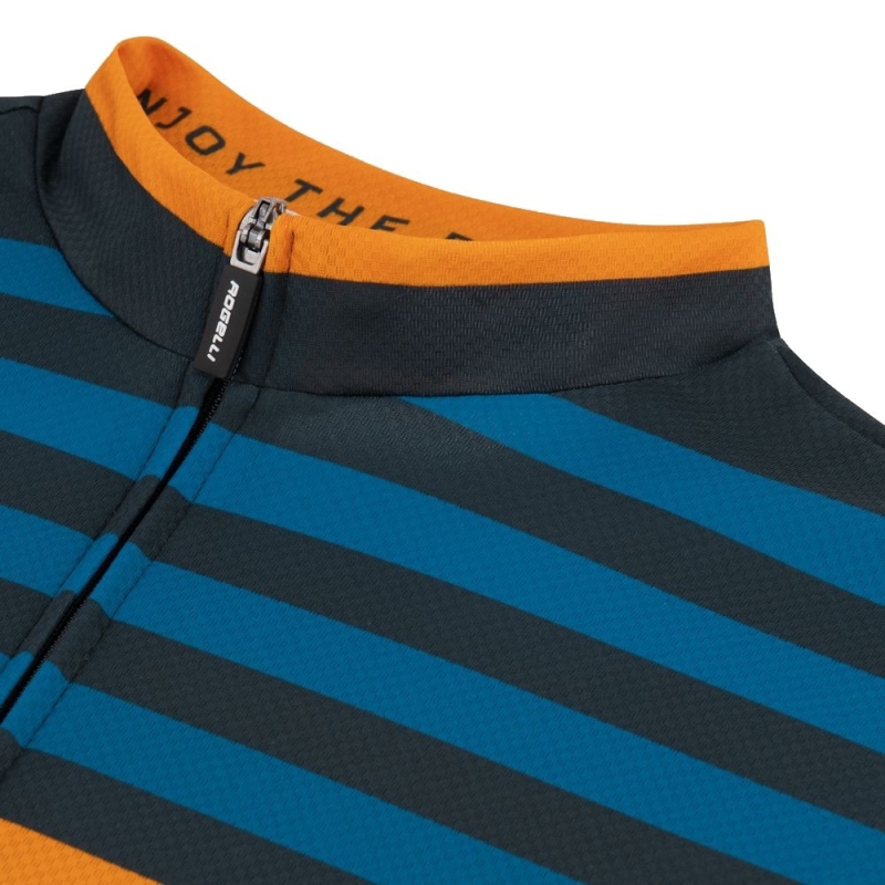 Koszulka rowerowa Rogelli Stripe niebieska