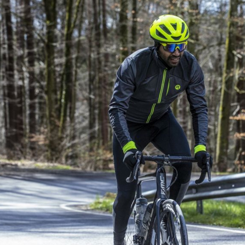 Kurtka rowerowa Rogelli Hi Vis szaro-żółta