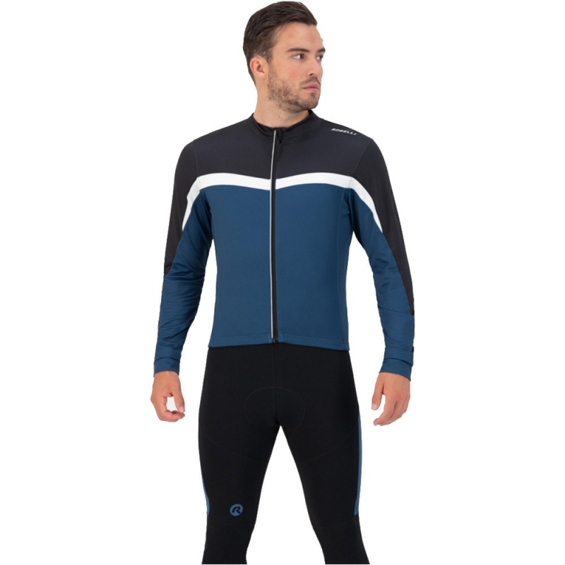 Koszulka rowerowa z długim rękawem Rogelli Course niebiesko-czarna