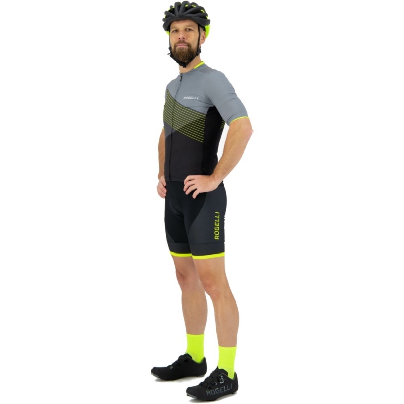 Koszulka rowerowa Rogelli Spike szaro-żółta
