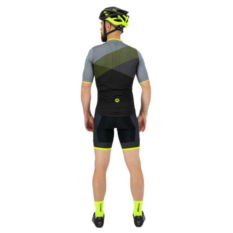 Koszulka rowerowa Rogelli Spike szaro-żółta