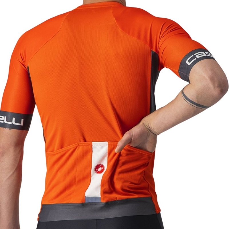 Koszulka rowerowa Castelli Entrata VI pomarańczowa
