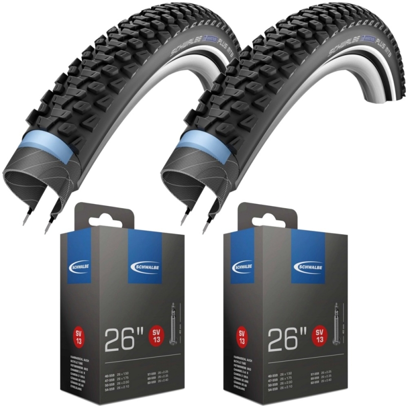 Komplet opon i dętek Schwalbe Marathon Plus MTB Reflex Presta