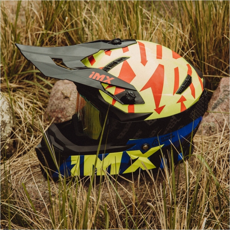 Kask cross IMX FMX-02 żółto-niebieski