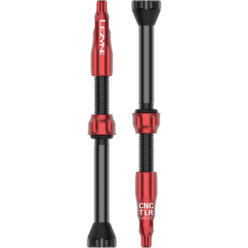 Zestaw wentyli tubeless Lezyne CNC czerwony