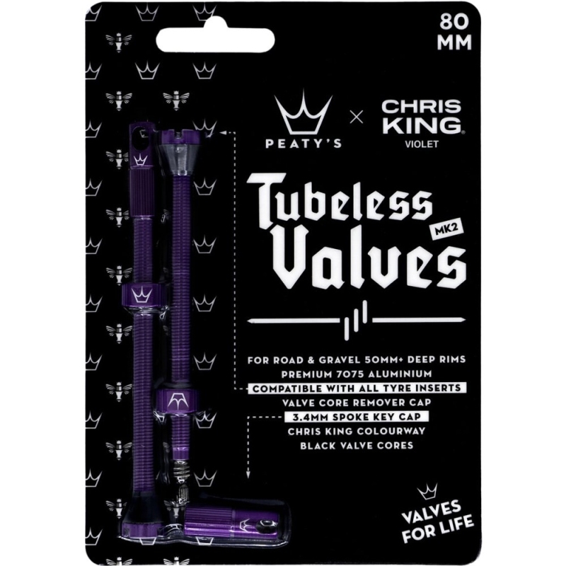 Zestaw wentyli Peatys x Chris King tubeless fioletowe