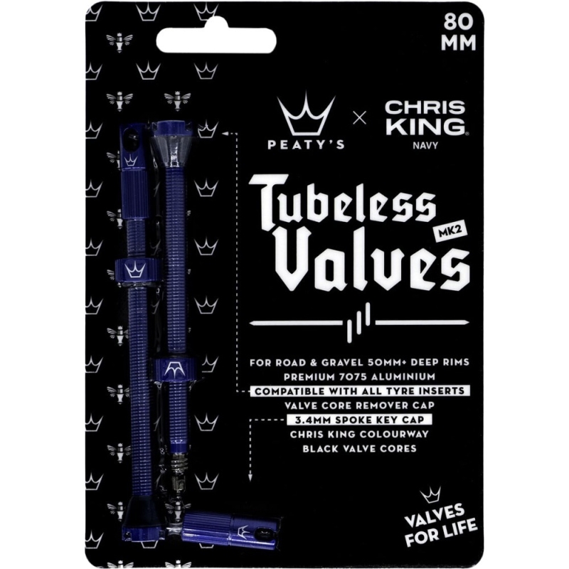 Zestaw wentyli Peatys x Chris King tubeless granatowe