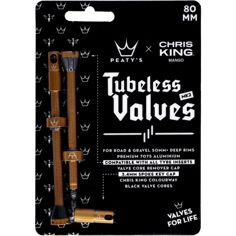 Zestaw wentyli Peatys x Chris King tubeless pomarańczowe