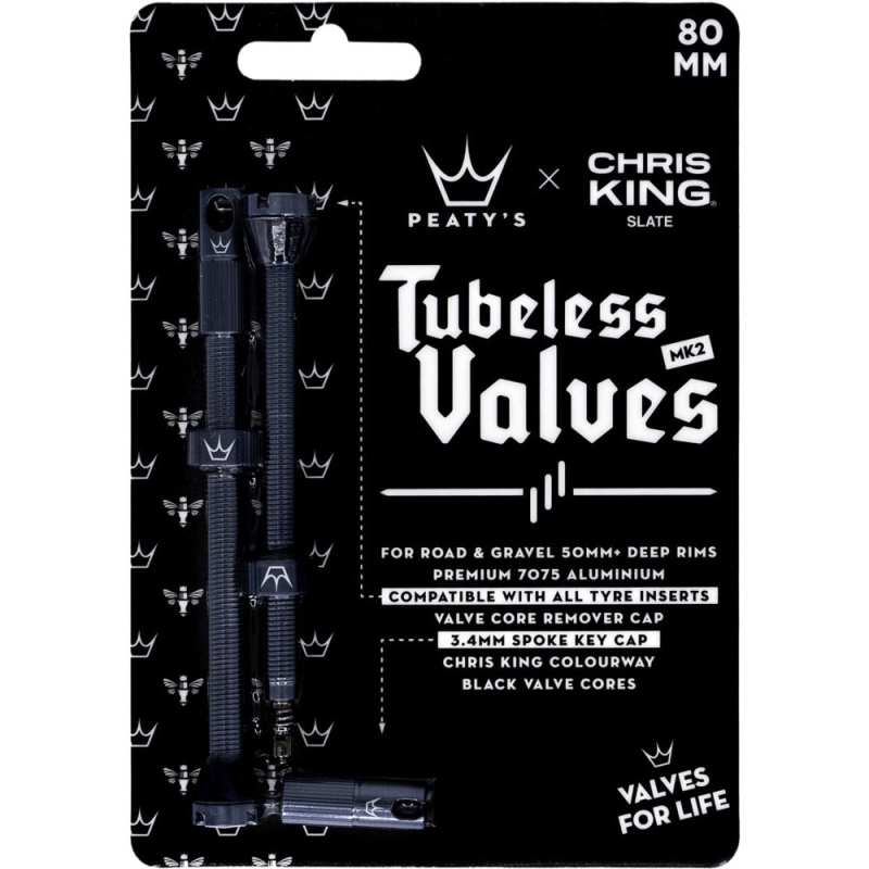 Zestaw wentyli Peatys x Chris King tubeless szare