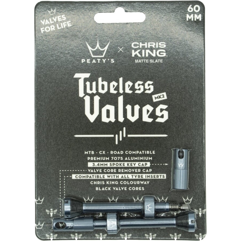 Zestaw wentyli Peatys x Chris King tubeless szare