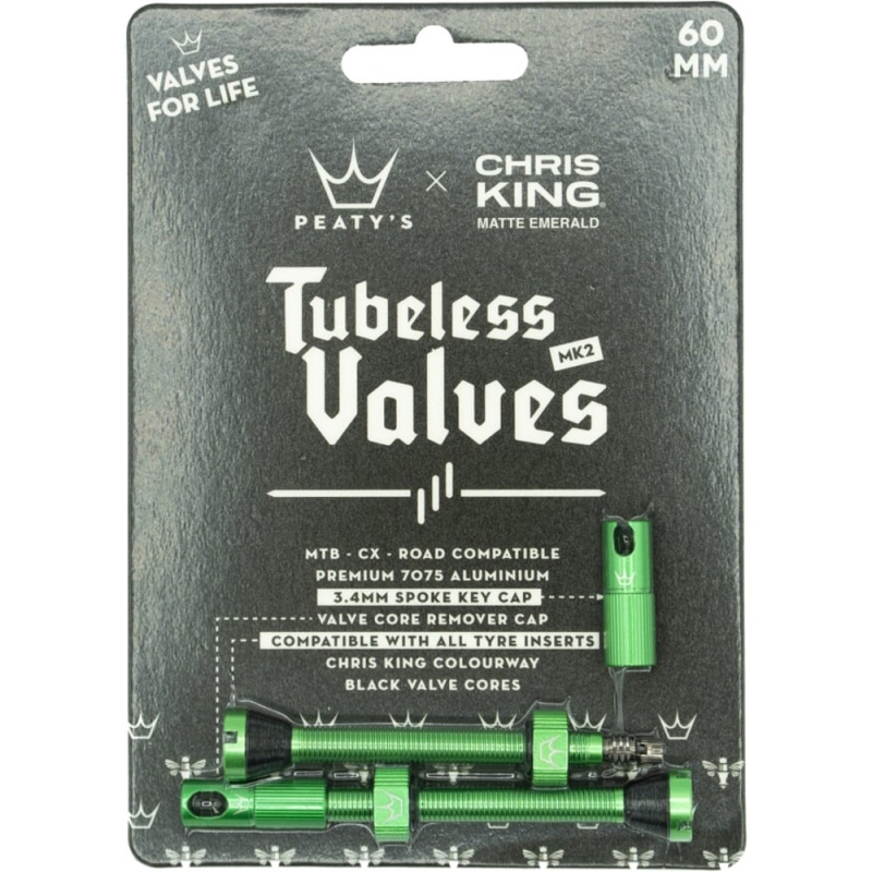 Zestaw wentyli Peatys x Chris King tubeless zielone