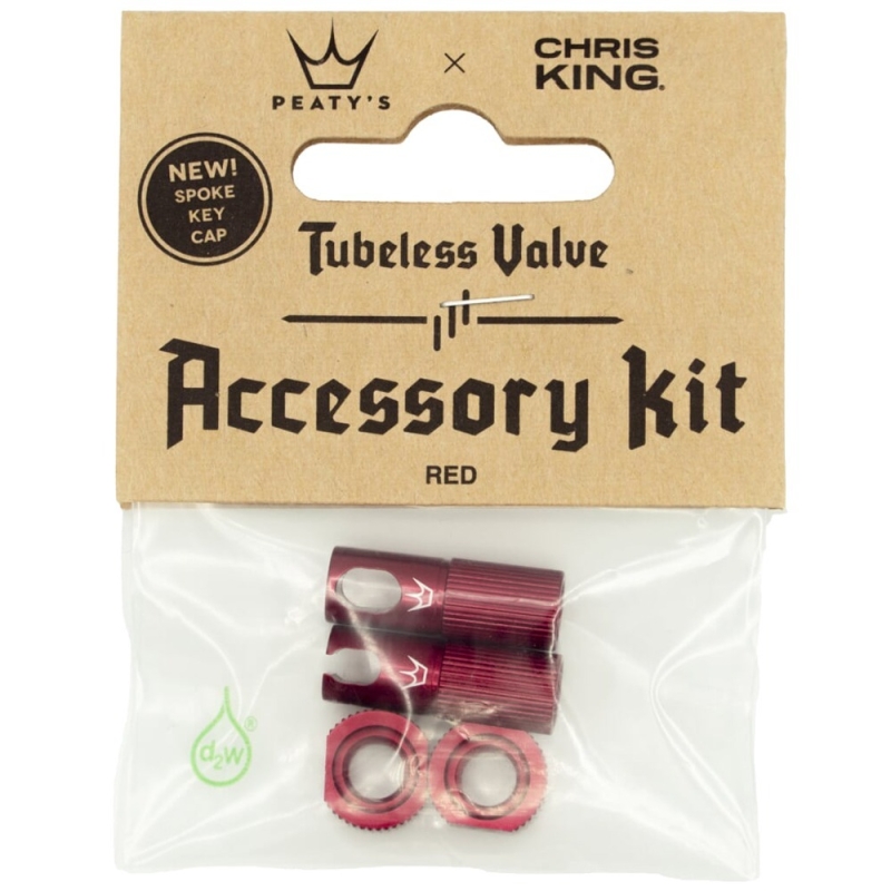 Zestaw akcesoriów tubeless Peatys x Chris King Tubeless czerwony