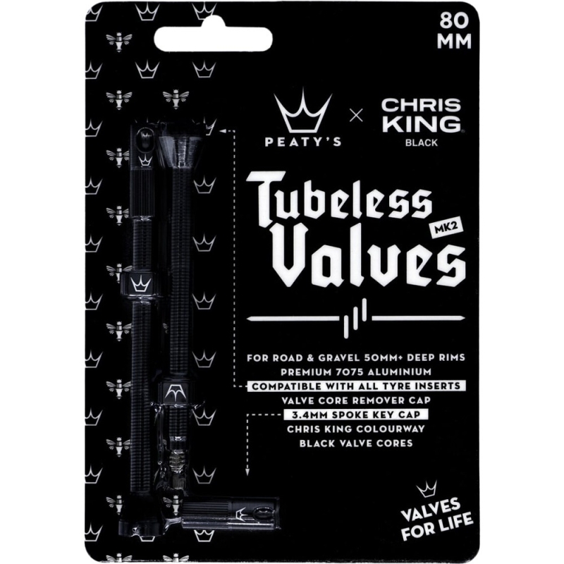 Zestaw wentyli Peatys x Chris King tubeless czarne