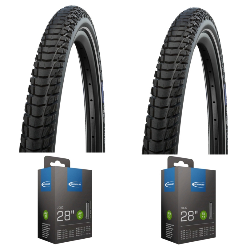 Komplet opon i dętek Schwalbe Marathon Plus Tour 28 Smart Dualguard Reflex AV17