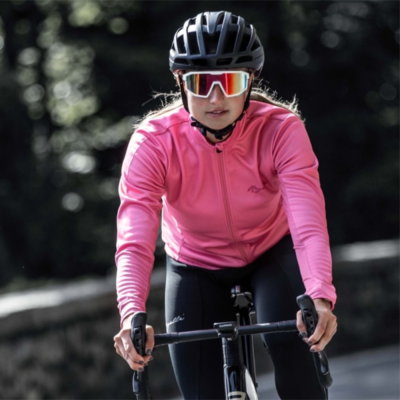 Koszulka rowerowa damska z długim rękawem Rogelli Core różowa
