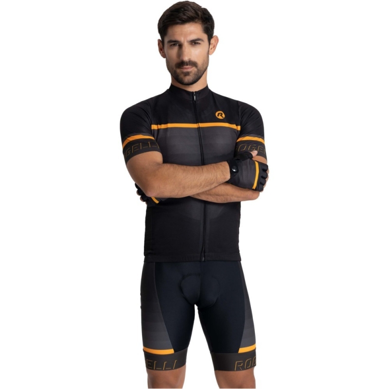 Koszulka rowerowa Rogelli Hero II czarno-pomarańczowa