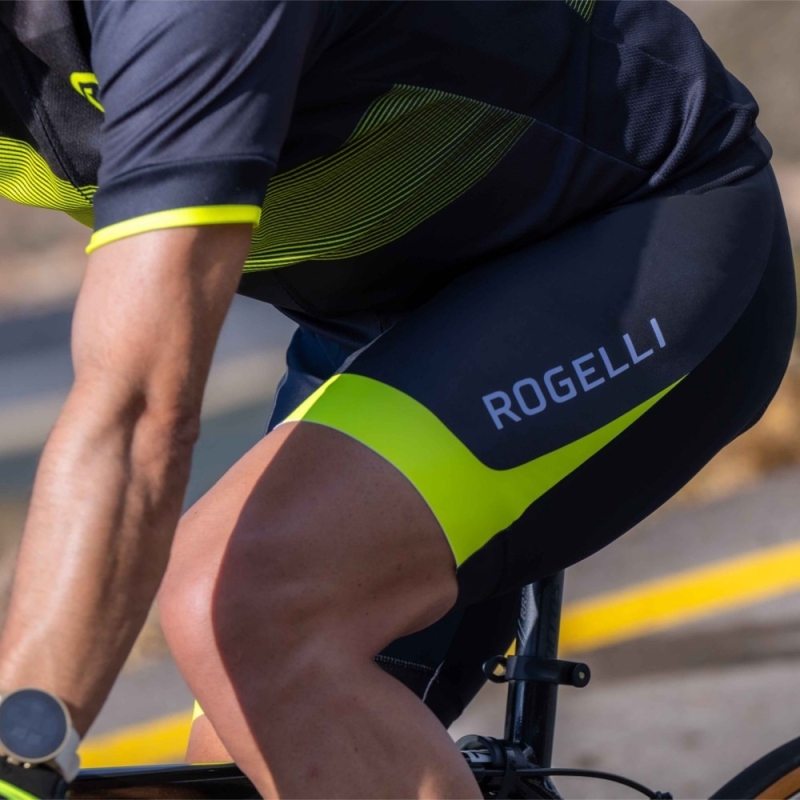Spodenki rowerowe z wkładką Rogelli Fuse II czarno-żółte