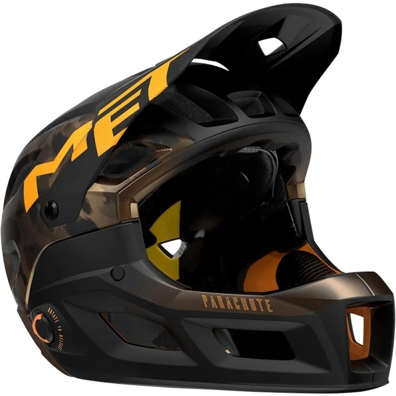 Kask rowerowy Fullface MET Parachute MCR MIPS brązowo-pomarańczowy