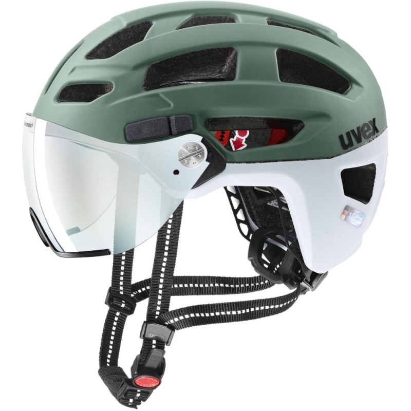 Kask rowerowy Uvex Finale visor V zielono-biały