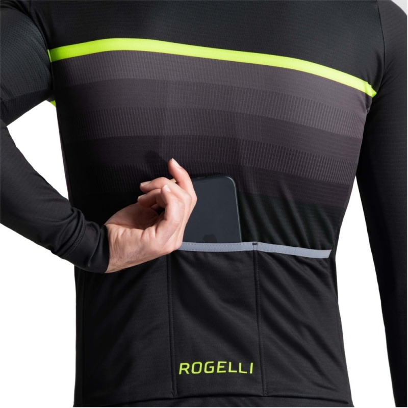 Koszulka rowerowa z długim rękawem Rogelli Hero II czarno-żółta