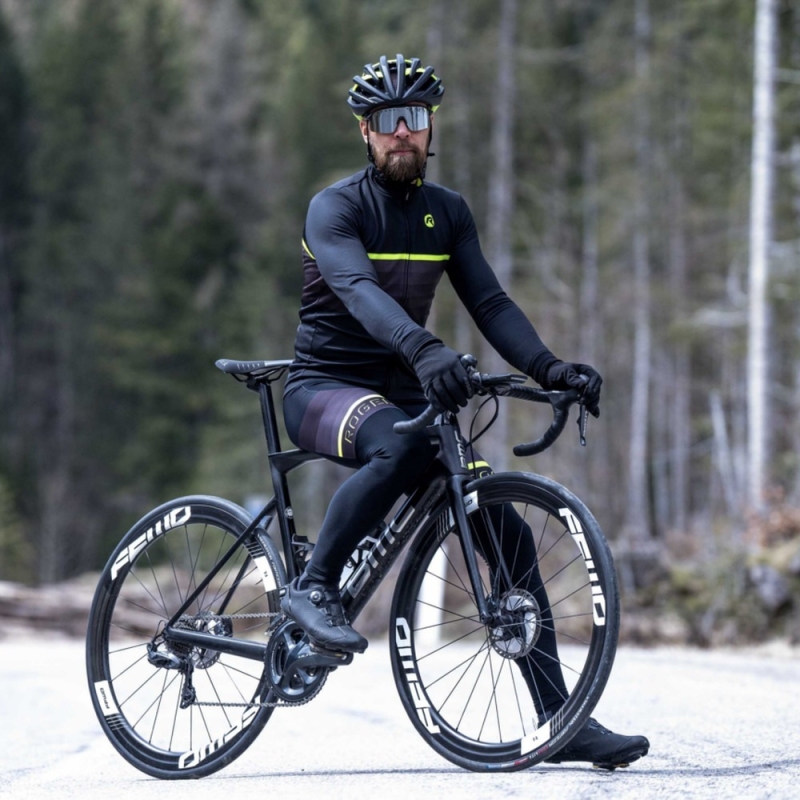 Koszulka rowerowa z długim rękawem Rogelli Hero II czarno-żółta