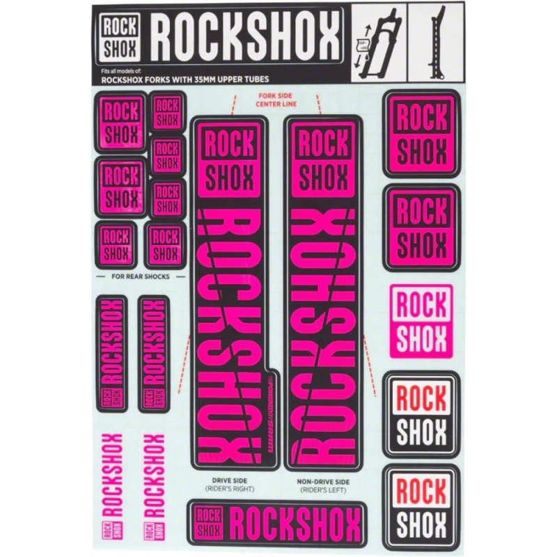 Naklejki na amortyzator Rock Shox Pike / Lyrik / Yari / Domain / Revelation różowe