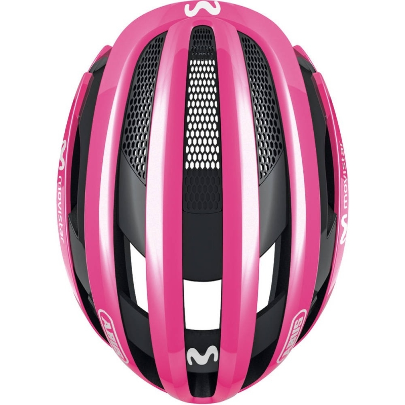 Kask rowerowy Abus AirBreaker Movistar różowy