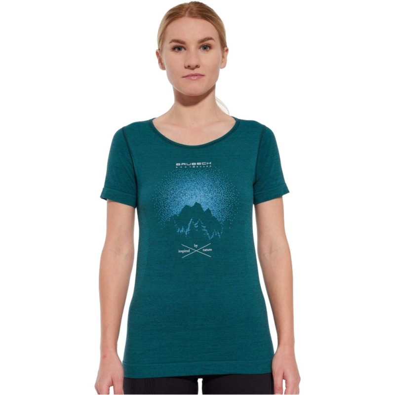 Koszulka termoaktywna damska Brubeck Outdoor Wool Pro zielona