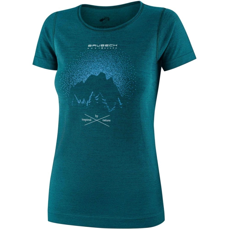 Koszulka termoaktywna damska Brubeck Outdoor Wool Pro zielona