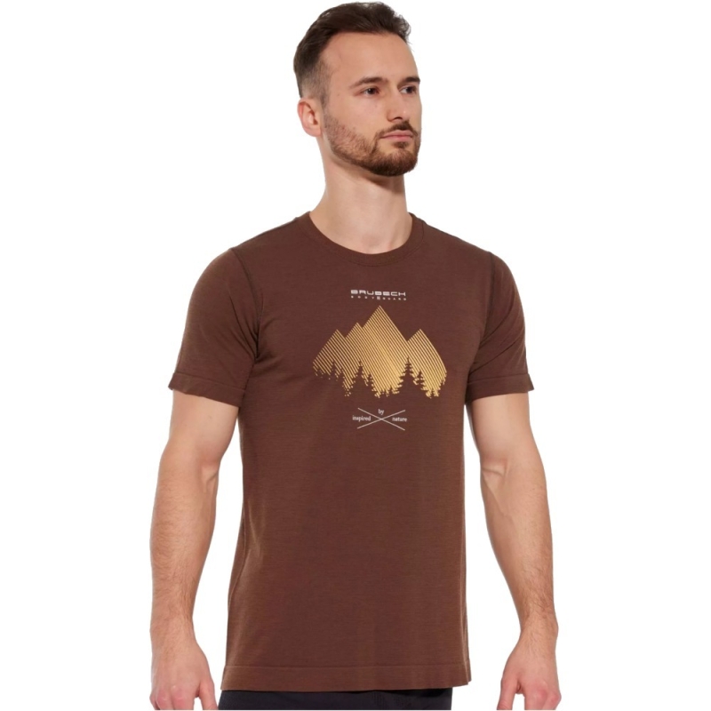 Koszulka termoaktywna Brubeck Outdoor Wool Pro brązowa