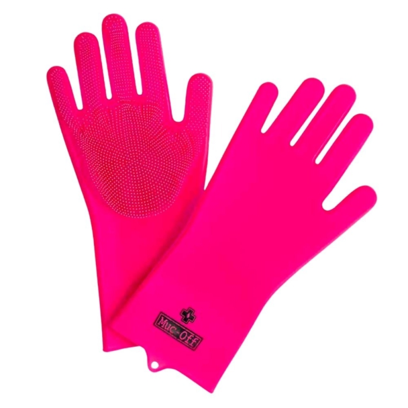 Rękawice do mycia roweru Muc-Off Deep Scrubber Gloves różowe