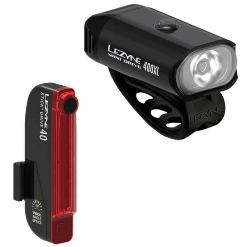 Zestaw lampek rowerowych Lezyne Mini Drive 400XL & Stick+ Drive