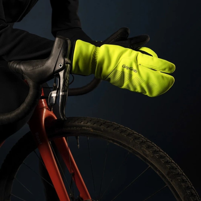 Rękawiczki długie GripGrab RIDE Windproof Deep Winter Lobster żółte