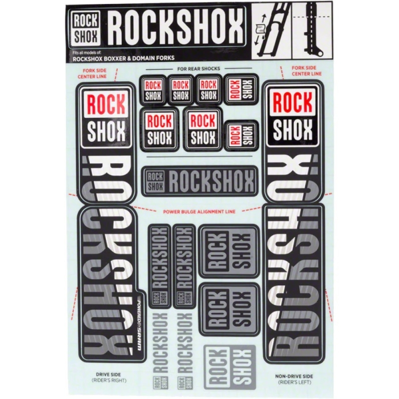 Naklejki na amortyzator Rock Shox BoXXer / Domain Dual Crown białe