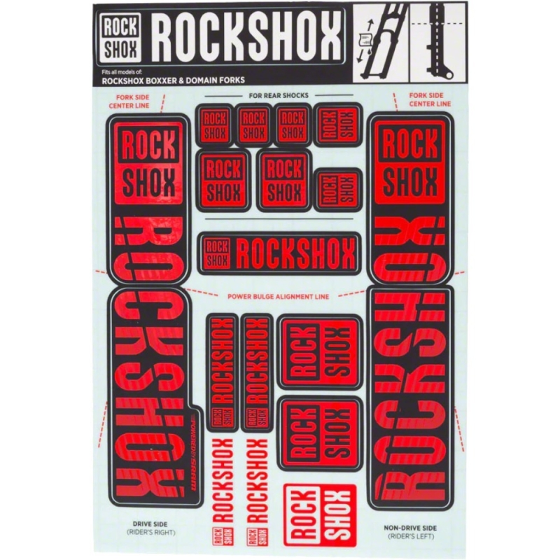 Naklejki na amortyzator Rock Shox BoXXer / Domain Dual Crown czerwone
