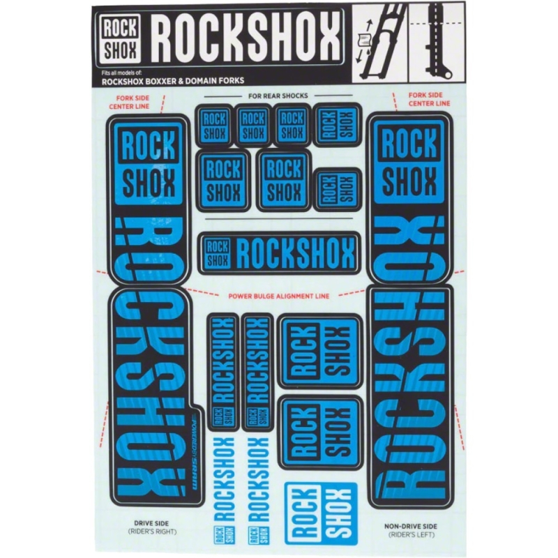 Naklejki na amortyzator Rock Shox BoXXer / Domain Dual Crown niebieskie