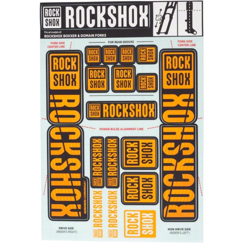 Naklejki na amortyzator Rock Shox BoXXer / Domain Dual Crown pomarańczowe