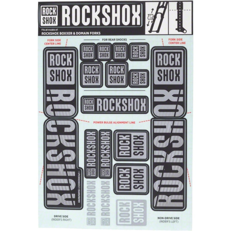 Naklejki na amortyzator Rock Shox BoXXer / Domain Dual Crown szare