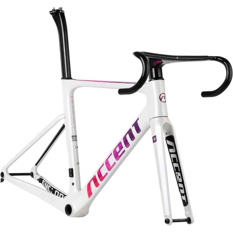Rama szosowa Accent Cyclone Disc Carbon biało-różowa