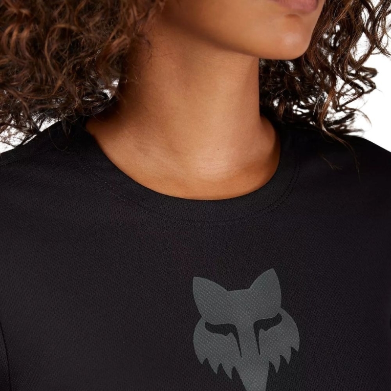 Koszulka rowerowa damska z długim rękawem Fox Lady Ranger Head czarna