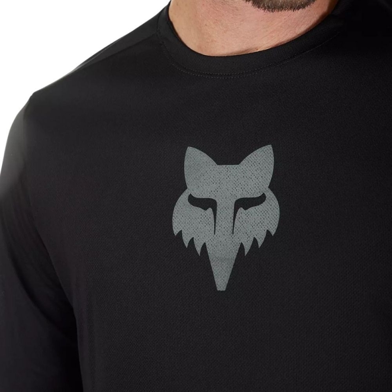 Koszulka rowerowa z długim rękawem Fox Ranger Head czarna