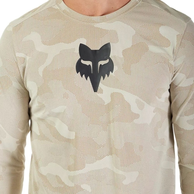 Koszulka rowerowa z długim rękawem Fox Ranger Tru Dri beżowa