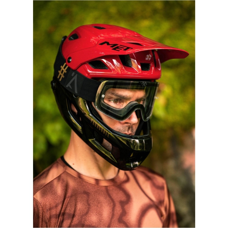 Kask rowerowy fullface MET Parachute MCR MIPS czerwono-czarny