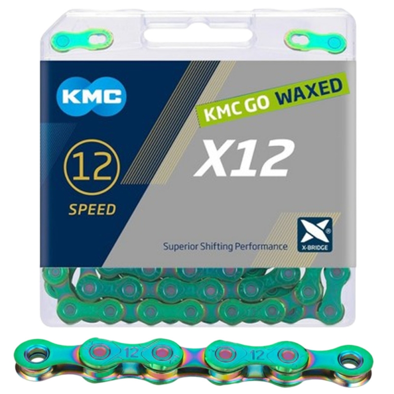 Łańcuch KMC X12 Aurora Green Waxed
