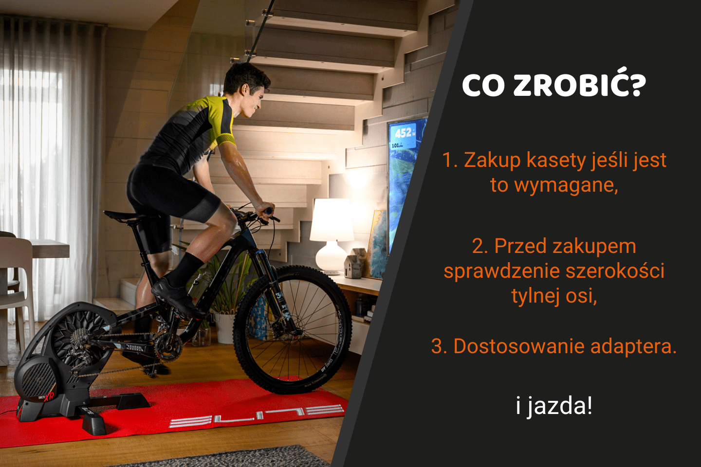 trening z trenażerem na rowerze MTB