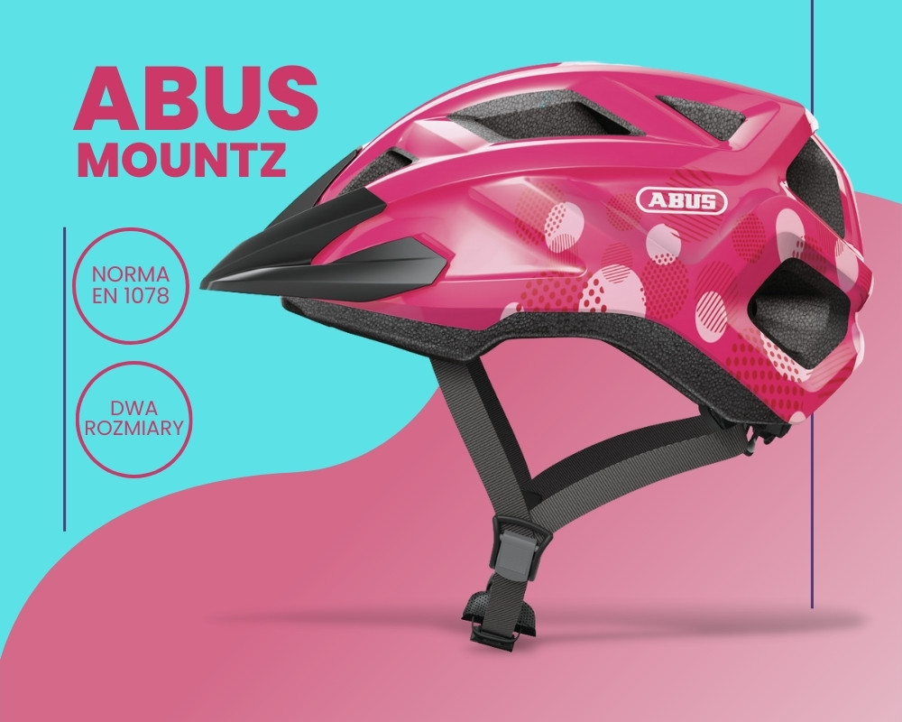 Cechy kasku rowerowego Abus MountZ w kolorze różowym