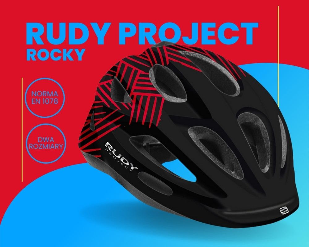 Cechy kasku rowerowego Rudy Project Rocky w kolorze czarno czerwonym