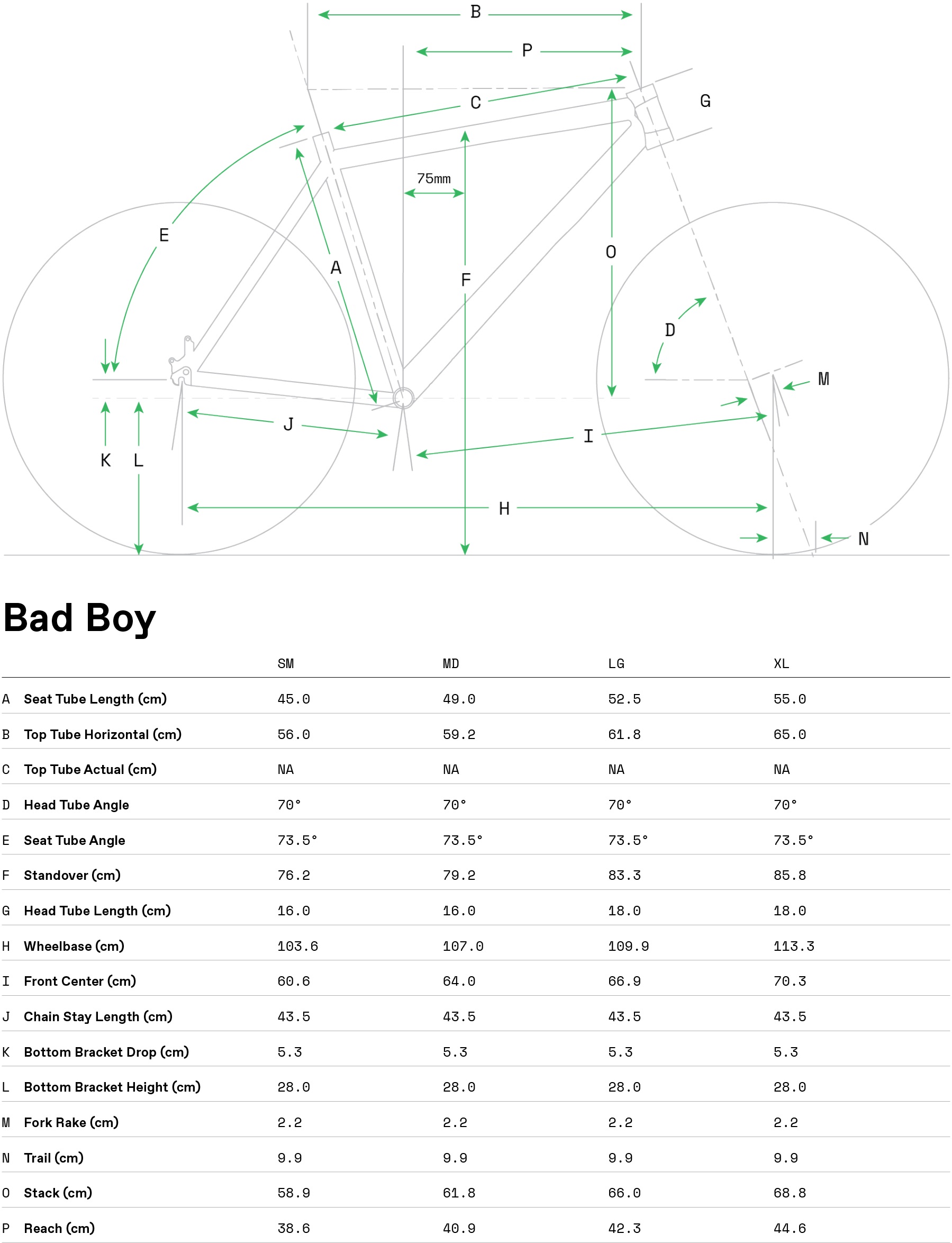 Geometria roweru Cannondale Bad Boy 3