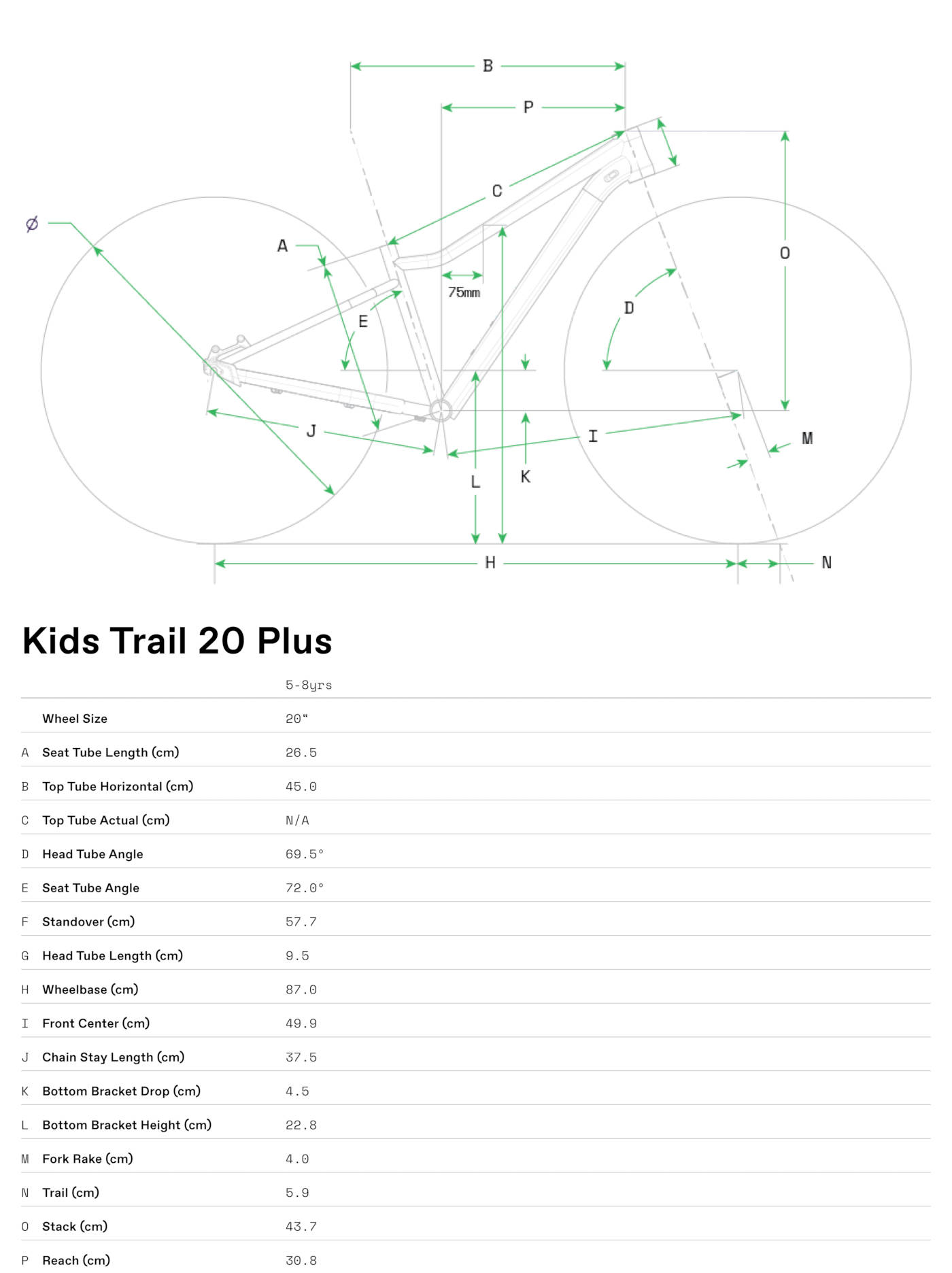 Geometria roweru Cannondale Kids Trail 20 plus